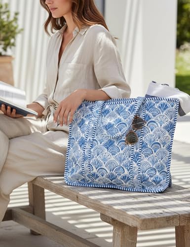 100% Cotton Quilted Tote Bag For Women