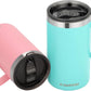 KXIAOCHEN 20oz Insulated Coffee Mug with Lid, Stainless Steel Coffee Cup, Double Wall Vacuum Coffee Tumbler with Handle, Premium Thermal Travel Coffee Mug (Blue Green Pink 2Pack)