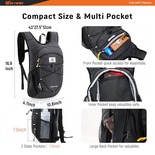 15L Foldable Hiking Backpack Lightweight Packable Travel Daypack with Chest Strap Small Outdoor Folding Back Pack Collapsible Bag for Women Men