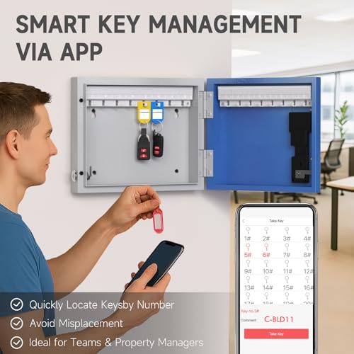 16 Key Lock Box Smart Key Organier Cabinet with Keypad & App for Office