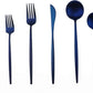 Gugrida 20-Piece 18/10 Stainless Steel Flatware Silverware, Luxury Dinnerware Set Travel Cutlery Tableware Include Knife Fork Spoon Service for 4,Healthy & Eco-Friendly Dishwasher Safe (Blue Matte)