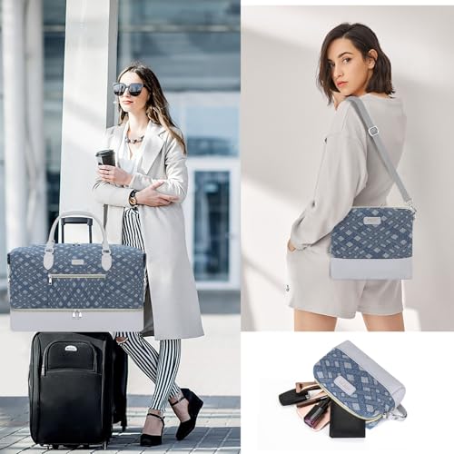 Weekender Bag for Women 21.5" Travel Duffel Large Carry On Bag 3PCS (3 Count)