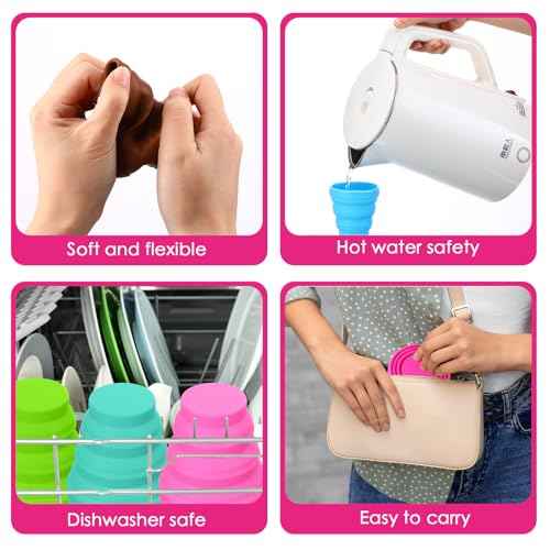 96 Pcs Silicone Collapsible Cup Without Lids Travel Portable Reusable Foldable Cup Colorful Expandable Mug for Kids Traveling Outdoor Hiking (96 Count)