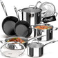 11 Piece Stainless Steel Pots and Pans Set Non Stick
