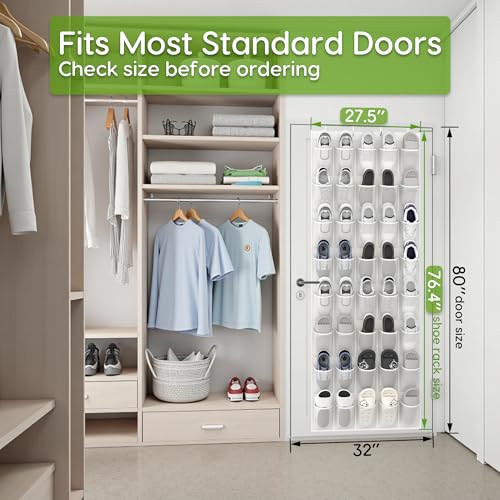 Over the Door Shoe Organizer with 40 Large Breathable Mesh Pockets