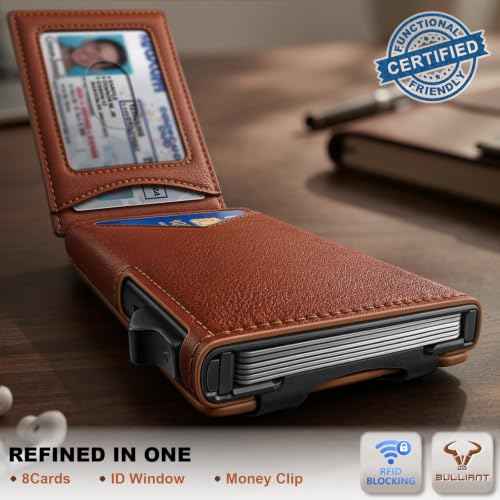 Men Slim Magnetic Leather Airtag Wallet Metal Case Money Clip
