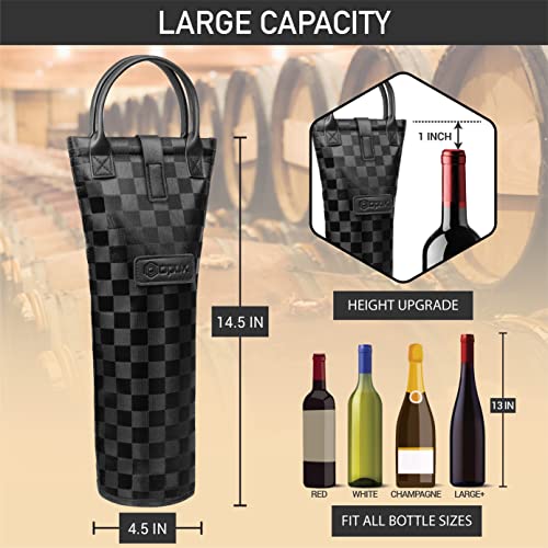 Single Bottle Wine Bag Carrier Insulated Wine Cooler Tote Square Black