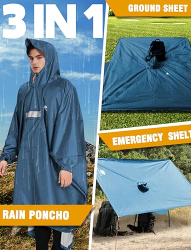 Hooded Rain Poncho for Adult Waterproof Lightweight Raincoat