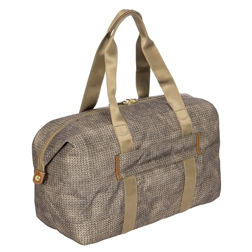Bric’s X-Bag/X-Travel 2.0 Overnight Weekender Duffel, Water-Resistant Folding Carry-On with Leather Trim, Removable Shoulder Strap and Pass-Through Sleeve - Mini Bag Included – 18 Inch, Wool Nut