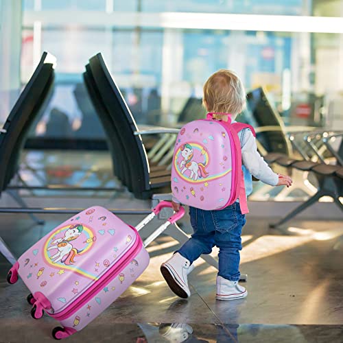 Kids Luggage 12" Toddler Backpack & 16" Travel Suitcase with Wheels