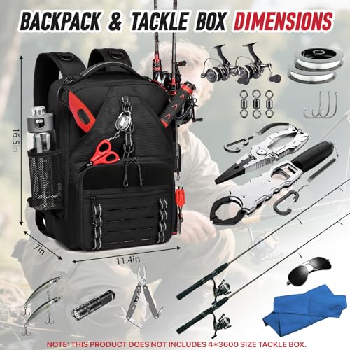 Fishing Tackle Backpack with 2 Rod Holders