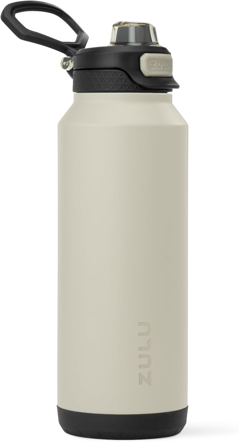 ZULU Powerfill Pro 40oz Stainless Steel Water Bottle with Quick Fill Lid, Triple Walled Vacuum Insulated Metal, Leak Proof Locking Lid, Sip and Chug, Reusable BPA Free, Ash - Roamly