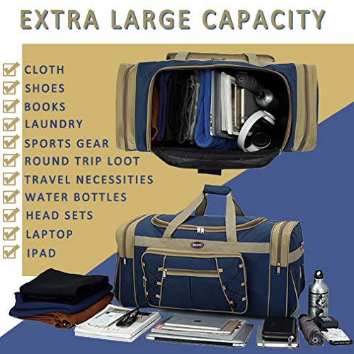 Travel Duffle Bags for Men 26" Weekender Over Night Carry On Bag Lightweight Extra Large Oxford Duffel Gym Sturdy Luggage Water