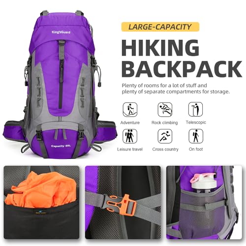 60L Hiking Backpack for Men and Women Lightweight Camping Hiking Backpack with Rain Cover Large Waterproof Travel Backpack Backpacking Pack