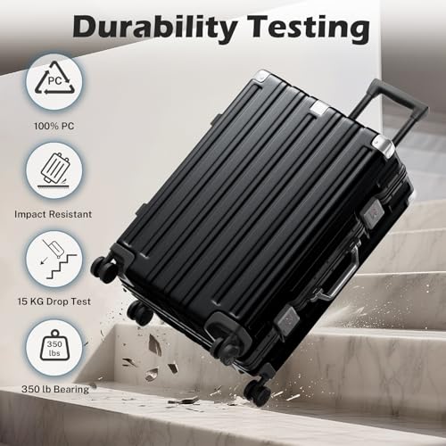 Large Luggage 28 inch Zipperles Suitcase With Spinner Wheels USB Charger Hardside PC Aluminum Frame Luggages Checked Suitcases with TSA Lock