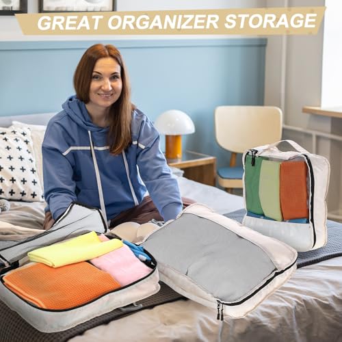 5 Pcs Packing Cubes for Suitcase Large Travel Cubes Carry on Luggage Organizer Bags for Clothes Accessories (5 Count)
