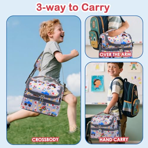 Double Decker Cooler Insulated Lunch Bag Large Tote for Boys