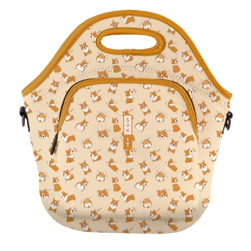 LunchTote Zippered Bag Insulated Neoprene Caddy (Too Corgi to Function / X-Large 6.5 Quart Lunch Tote)