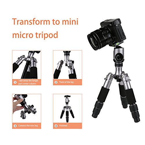 Camera Tripod 55 Inch Aluminum Ball Head Quick Release Plate Professional Camera Tripod for Travel Tripod Max Load Up to 17.6lbs
