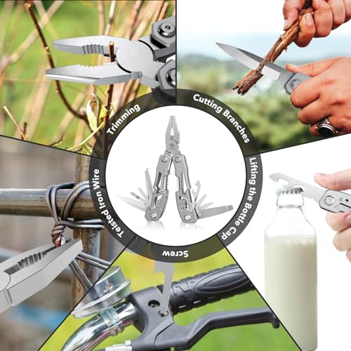 14-In-1 Multitool Pliers，Premium Portable Multi Tool ，with Safety Locking Professional Stainless Steel Multitool Pliers Pocket Knife,Apply to Survival, Camping