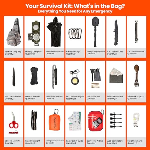 Emergency Survival Kit with First Aid Gears and Supplies (250 Count)
