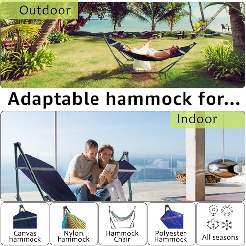 Ultimate Relaxation Portable Hammock Stand with Cotton Canvas Net