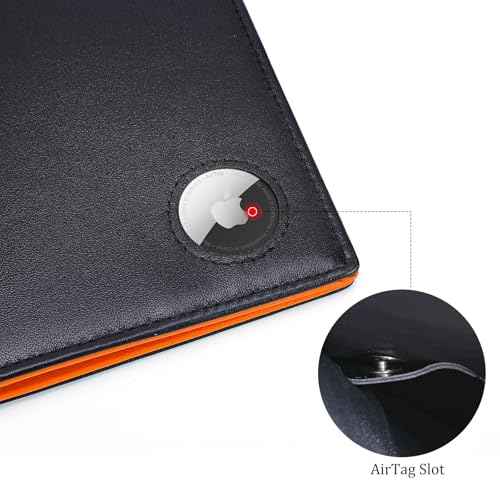 Polare Leather AirTag Passport Holder RFID Blocking Travel Bifold Wallet