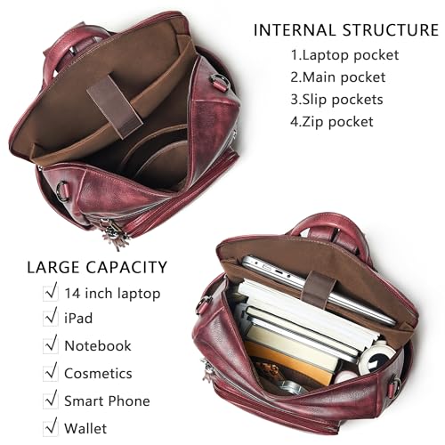 Vegan Leather Laptop Backpack for Women 15.6 inch Work Backpack Fashion Travel Backpack Purse for Business College