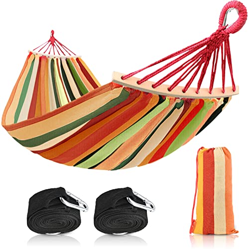 Portable Hammock Single & Double Hammocks with Carrying Bag and 2 Tree Straps for Camping Travel Beach Outdoor 660lbs Capacity