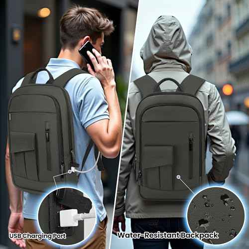 Business Backpack for Men Slim Lightweight Laptop Backpack for 17.3 Inch Computer Water Resistant Small Office Backpack for Commute Travel Daily Office Work with Small Bag