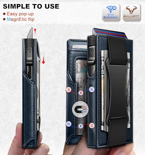 Men Slim Leather Wallet Metal Case Money Clip