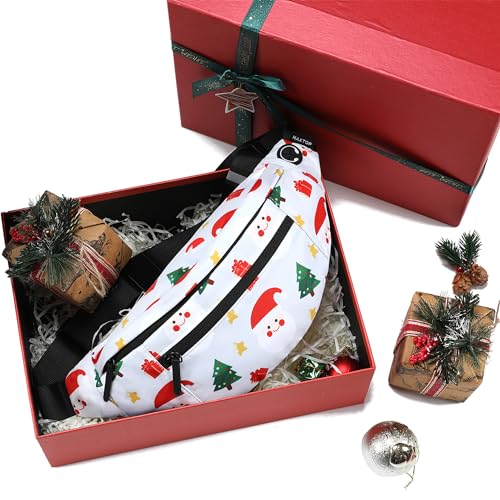 Large White Christmas Fanny Pack with 4