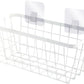 LeleCAT White Hanging Kitchen Baskets For Storage Adhesive Sturdy Small Wire Storage Baskets No Drilling Wall Mounted Kitchen Food Pantry Bathroom Shelf Storage, 4 PACK,White