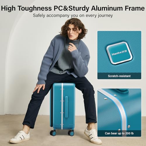 24 Inch Checked Luggage with Cup Holder and USB Ports