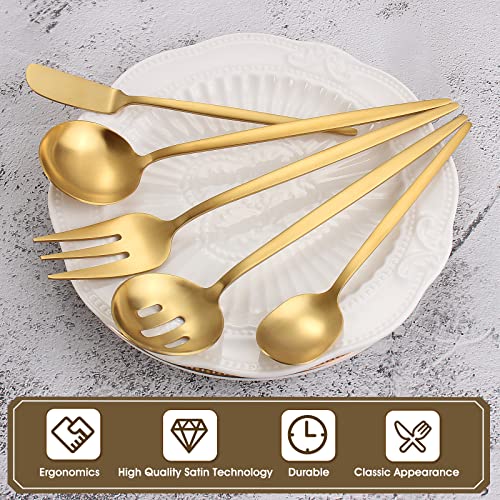 Matte Gold Serving Silverware Set (4 Count)