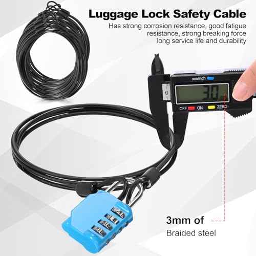 12 Pack Security Cable Luggage Lock with Loops 4 ft 3mm Braided Steel Coated Bike Cable Wire Double Loop Anti Theft Safety for U Lock (12 Count)