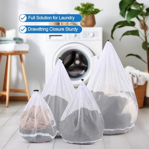 4Pcs Mesh Laundry Bags Washing Machine Mesh Wash Bags for Clothes (4 Count)