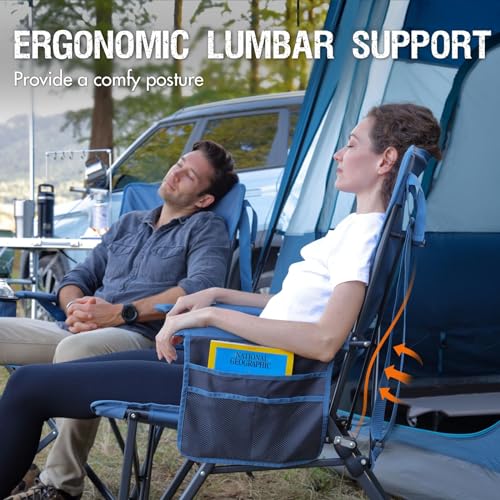 Camping Chair with Lumbar Support for Adults Folding Portable High Back Oversized
