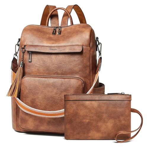Vegan Leather Laptop Backpack for Women 15.6 inch Work Backpack Fashion Travel Backpack Purse for Travel College Work