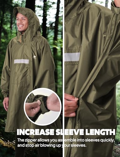 Hooded Rain Poncho for Adult Waterproof Lightweight Raincoat