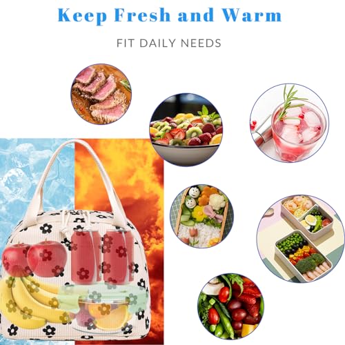 Lunch Bag for Women Men Cute Corduroy Lunch Tote Bags Reusable Insulated Lunch Box Large Capacity Reusable Insulated Cooler for Work Picnic or Travel