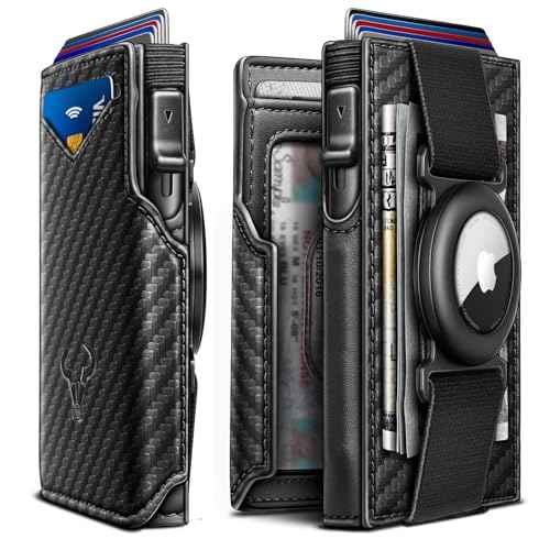 Men Airtag Leather Wallet Metal Case Money Clip