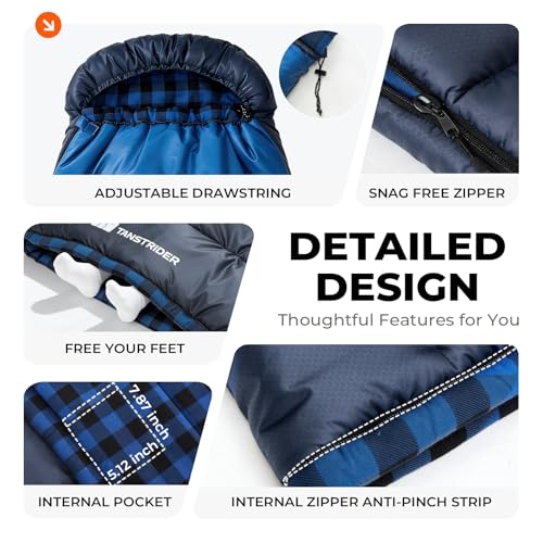 Cotton Flannel XXL Sleeping Bags for Adults Big and Tall