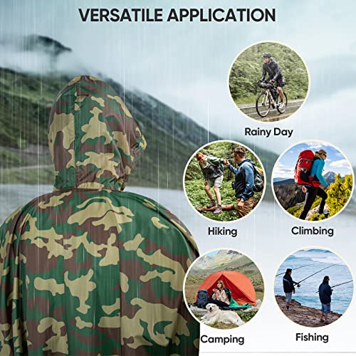 Hooded Rain Poncho for Adult with Pocket
