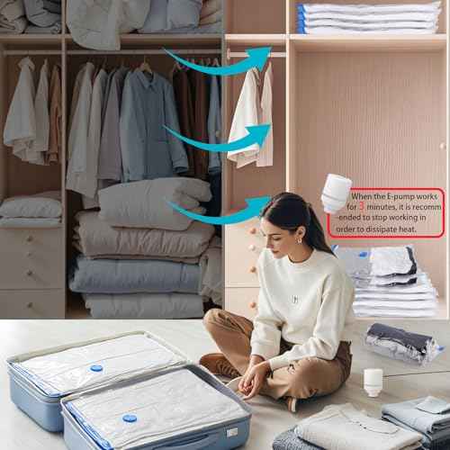 30 Pack Vacuum Storage Bags with Electric Pump (30 Count)
