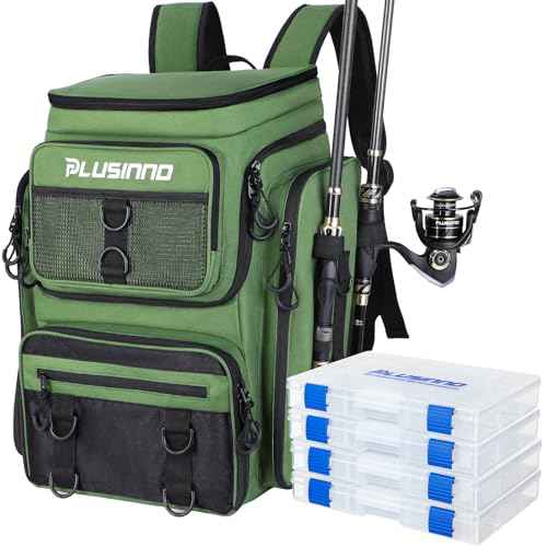 Fishing Backpack with Rod Holders 4 Tackle Boxes
