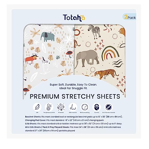 Jungle Animal Mini Crib Sheet (2 Count)