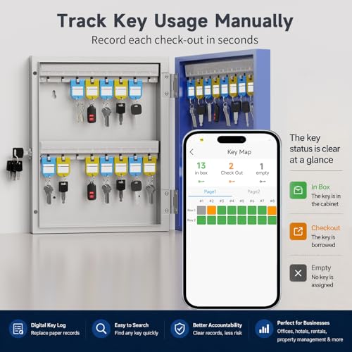 32 Key Lock Box Smart Key Organier Cabinet with Keypad & App for Office