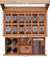 12 Slot Solid Walnut Watch Box with Valet Drawer