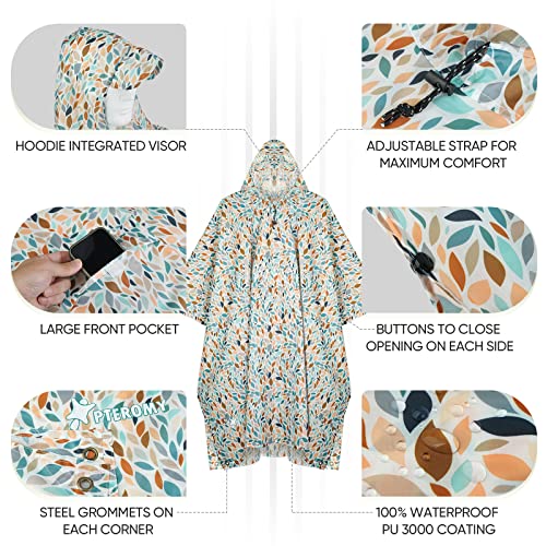 Hooded Rain Poncho for Adult with Pocket